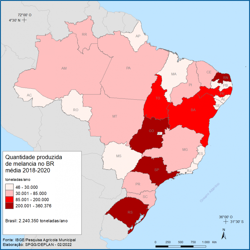 Onde tem mais melancia no Brasil?